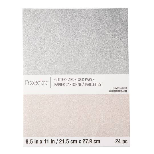 12 Packs: 24 ct. (288 total) Glitter 8.5" x 11" Cardstock Paper by Recollections™
